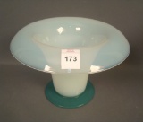Fry Foval Jade Green Ftd Cupped Flared Vase Measures 5