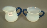 Fry Foval Delft Blue Open Sugar & Creamer