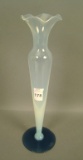 Fry Foval Delft Blue Ftd Bud Vase Has Ruffled Top. Measures 10