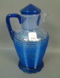 Fry Lt/Blue Diamond Optic Cocktail Pitcher Has Threading. Damage on 2  Areas of Threading as seen in