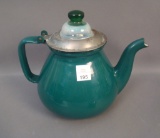 Fry Green Enamel Ware Coffee Pot Hs Jade Green Finial and Retains metal Percolator