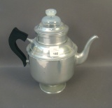 Fry Aluminum Coffee Pot W/ Opalescent Finial Retains Metal Percolator
