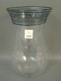 Fry Crystal Diamond Optic Art Glass Vase Measures 9 3/4