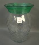 Fry Crystal Diamond Optic Art Glass Vase Measures 8 3/4