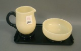 Fry Ivory/Blk Breakfast Set Under Tray, Open Sugar & Creamer