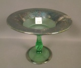 Fry Green/ Silver Trim Flared Compote