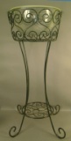 Fry Crystal Lg Fishbowl in Original Metal Stand Measures 38 1/4
