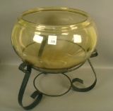 Fry Topaz Table Side Fish Bowl W/ Original Stand Measures 16