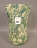 Phoenix Blue/ White Spatter Ruffled Celery Vase Measures 6 1/2