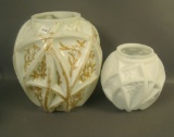Pair of Consolidated and Sinclair Items Milk Glass 10 1/2