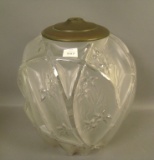 Consolidated French Crystal Line 700 Vase Drilled for Lamp and Has Metal Lamp Lid