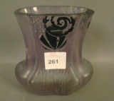 Consolidated Amethyst/Black Chintz Vase Small Bulbous 7