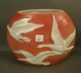 Phoenix Red-Pearlized Flying Geese Vase
