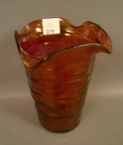 Consolid. Cranberry Flash Catalonian Vase Four Sided. Measures 6 1/4