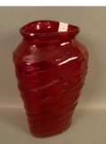 Consolidated Cranberry Flash Triangle Vase Measures 10