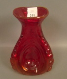 Consolidated Red Spanish Knobs Pinched Vase Measures 6 1/4