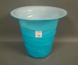 Consolidated Regent Blue/ Iridised Top Hat Vase Cased
