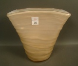 Consolidated Regent Pink/ Iridised Catalonian Vase Cased large Fan Vase. Measures 8