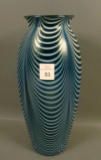 Imperial Lead luster Pulled Loop Cylinder Vase Cobalt and White. Measures 11 1/2