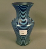 Imperial lead Luster Pulled Loop Vase Cobalt & White Corset Shape Vase. Measures 6 1/2
