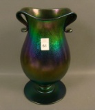Imperial Freehand Smoke Two Handled Ftd. Vase Has Original Label . Measures 9 1/4