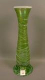 Imperial Freehand Grn/Opaque Thraeded Ftd. Vase Measures 11 1/2