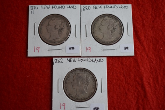 1876, 1880, 1882 Newfoundland Half Dollars