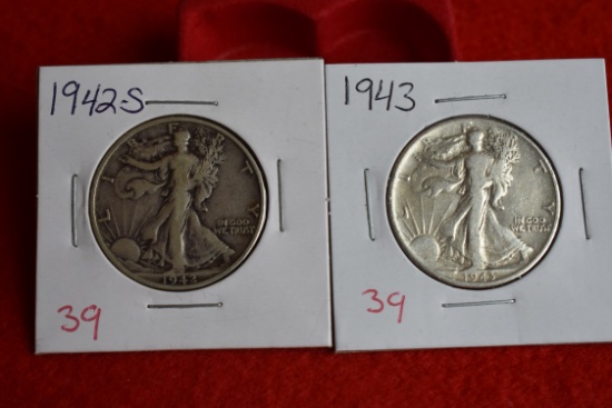 1942-s & 1943 Walking Liberty Half Dollars