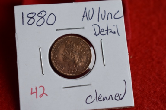 1880 Indian Head Cent Au/unc Details