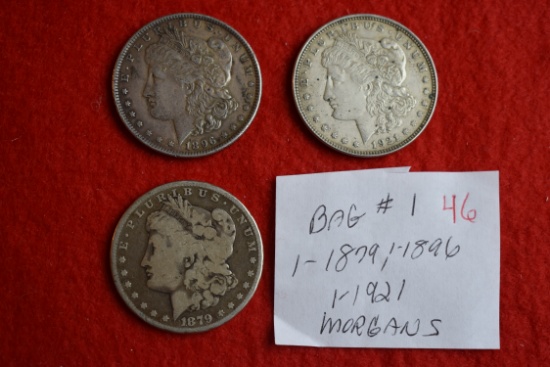 1879, 1896, 1921 Morgan Dollars