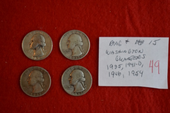 1935, 1941-d, 1946, 1954 Washington Quarters