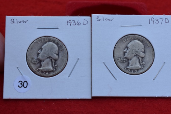 1936-d & 1937-d Washington Quarters