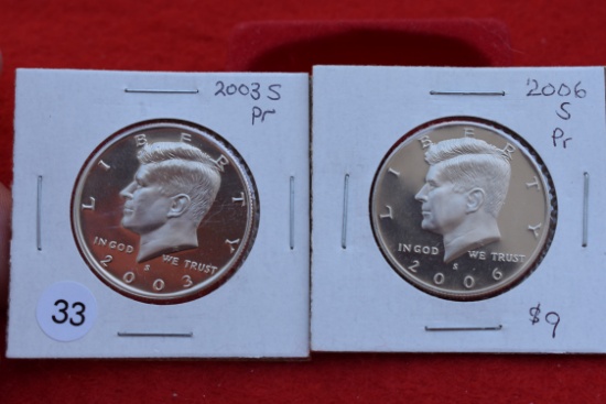 2003-s & 2006-s Proof Kennedy Halves