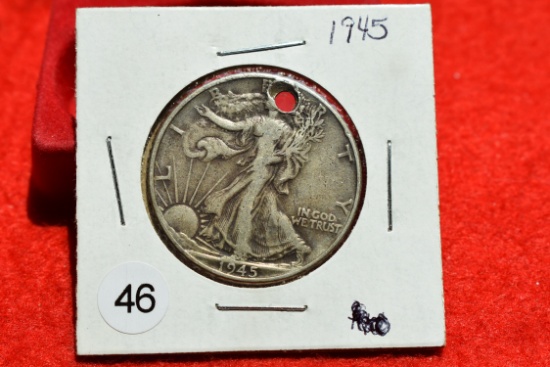 1945 Walking Liberty Half (holed)