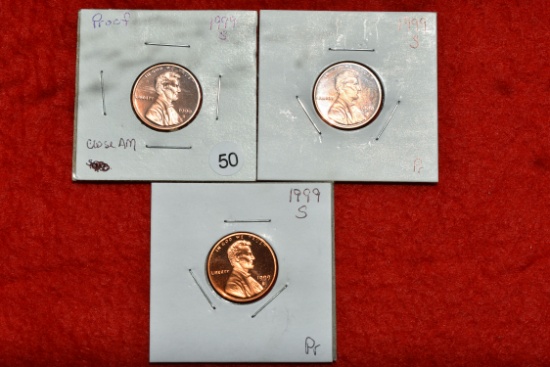 3 - 1999-s Proof Lincoln Cents