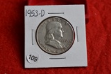 1953-d Frankling Half Dollar