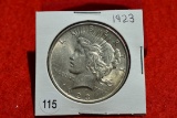 1923 Peace Dollar Au+