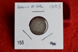 1853 W/arrows Seated Dime