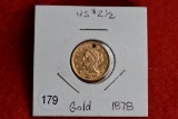 1878 $2.50 Gold Liberty Head (holed)