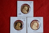 3 - Proof Sacagawea Dollars; 09-s, 11-s, 13-s