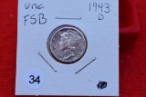 1943-d Mercury Dime Unc Fsb