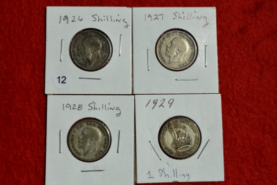 1926, 1927, 1928, 1929 Great Britain Shillings