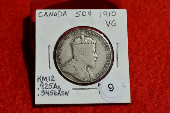 1910 Canadian Half Dollar Vg