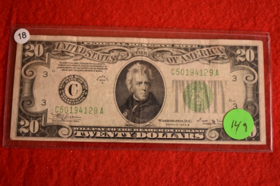 $20 Us Frn 1934b Green Seal
