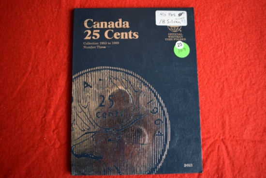 40 Canadian Quarters - 18 Silver