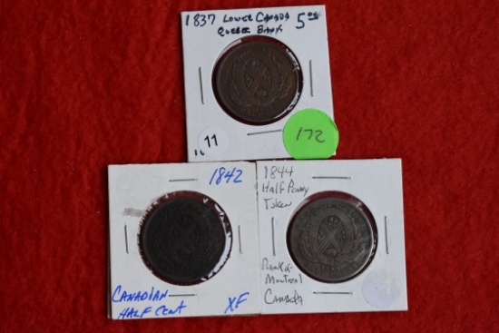 3 - Canadian 1/2 Cent Bank Tokens