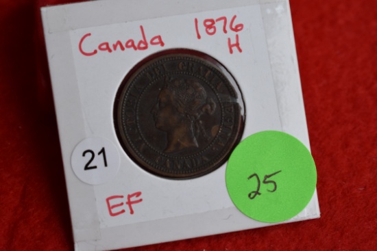 1876h Canadian Cent Xf