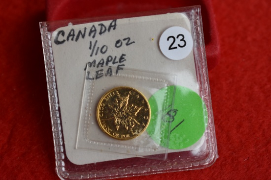 1985 Canadian 1/10th Oz Gold Maple Leaf
