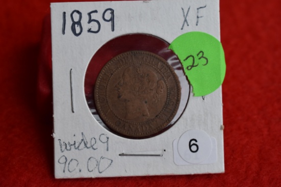 1859 Canadian Cent Xf - Wide 9