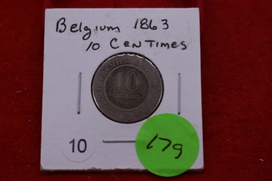 1863 Belgium 10 Centimes Silver